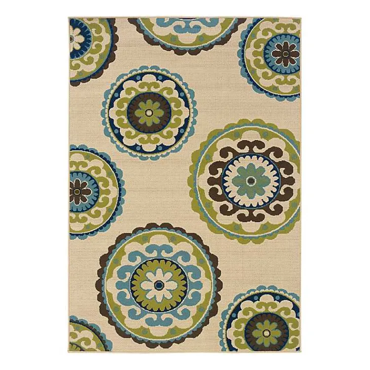 Outdoor Rugs-Kirklands Home Green Suzani Capetown Area Rug, 5x7