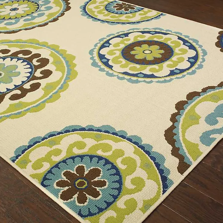Outdoor Rugs-Kirklands Home Green Suzani Capetown Area Rug, 5x7