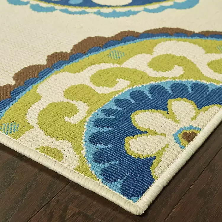 Outdoor Rugs-Kirklands Home Green Suzani Capetown Area Rug, 5x7