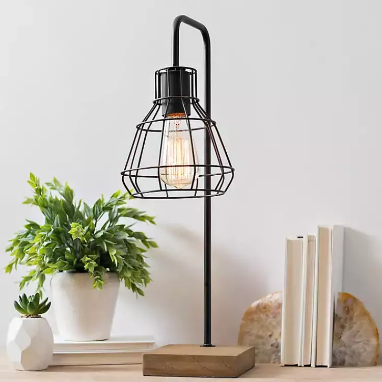 Table Lamps-Kirklands Home David Metal Shade Edison Task Lamp Brown