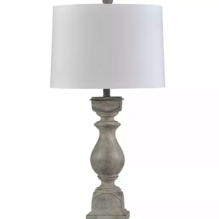 Table Lamps-Kirklands Home Gray Balustrade Table Lamp White