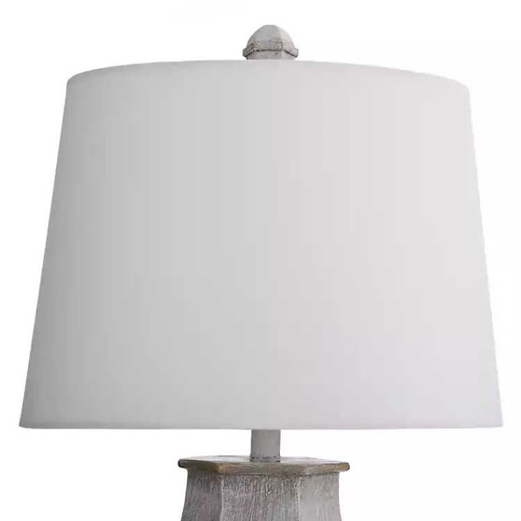 Table Lamps-Kirklands Home Ivory Wirebrushed Oval Table Lamp White