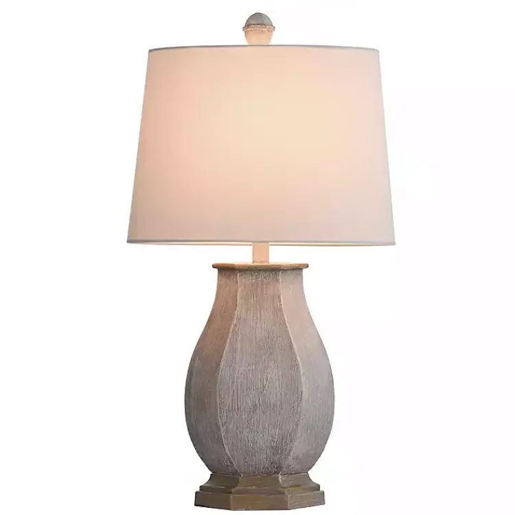 Table Lamps-Kirklands Home Ivory Wirebrushed Oval Table Lamp White