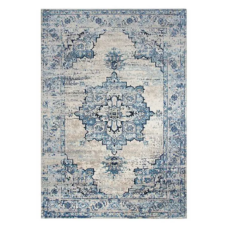 Area Rugs-Kirklands Home Edward Medallion Area Rug, 8x10 Blue