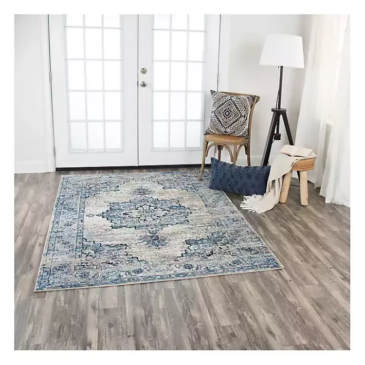 Area Rugs-Kirklands Home Edward Medallion Area Rug, 8x10 Blue