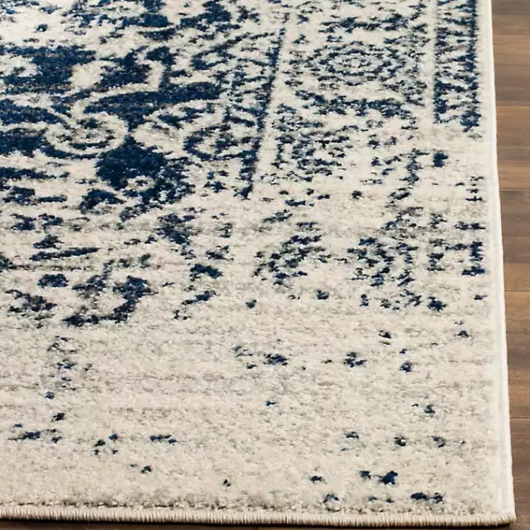 Area Rugs-Kirklands Home Navy and Cream Madison Distressed Area Rug, 8x10