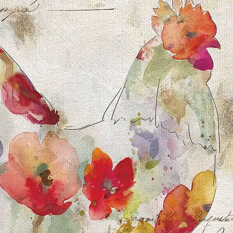 Canvas Art-Kirklands Home Flowered Chicken Canvas Art Print, Set of 2 Multi