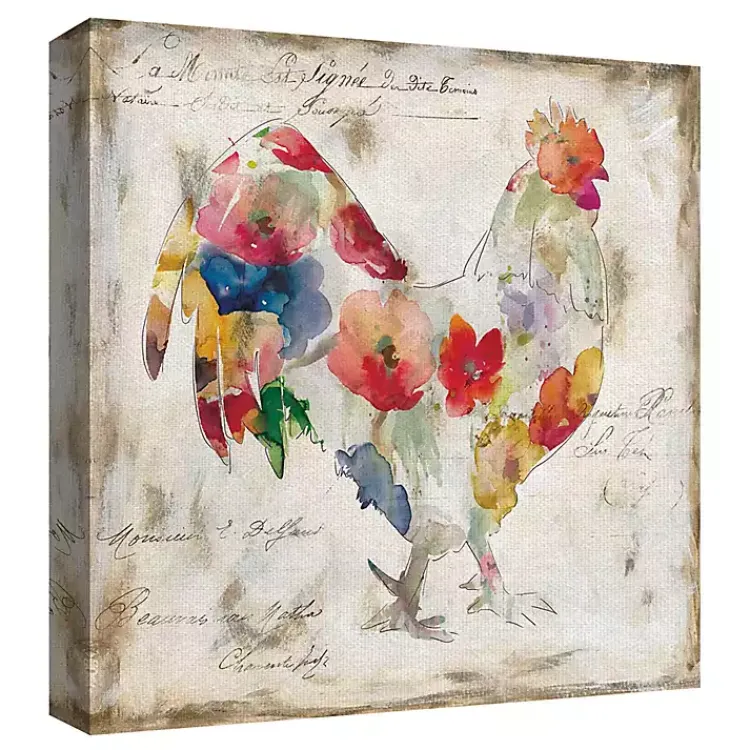 Canvas Art-Kirklands Home Flowered Chicken Canvas Art Print, Set of 2 Multi