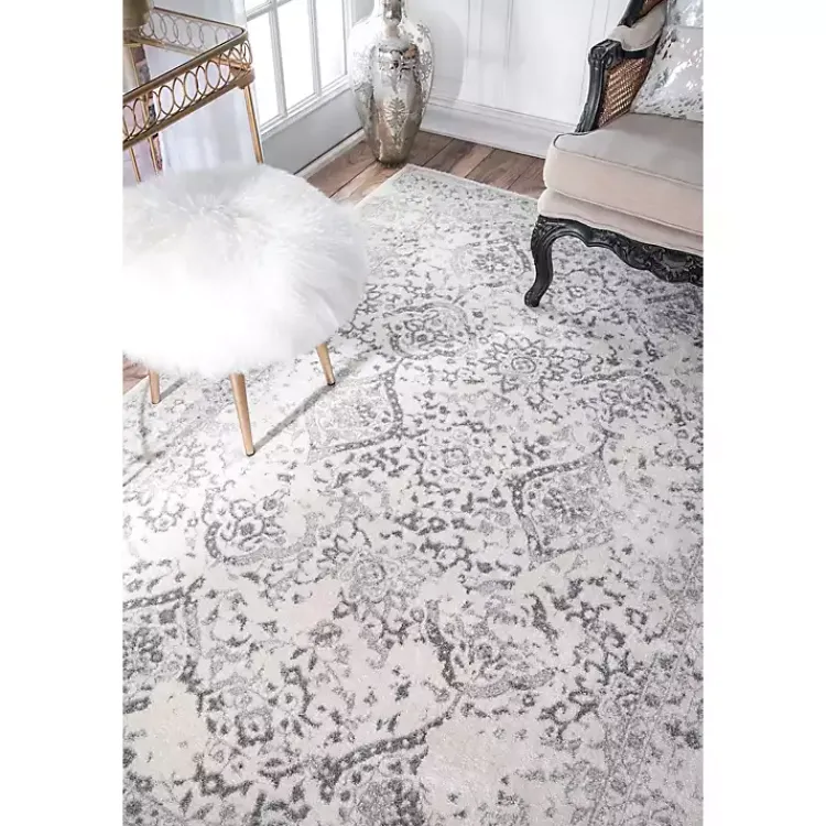 Area Rugs-Kirklands Home Ivory Vintage Odell Square Area Rug, 8 ft.