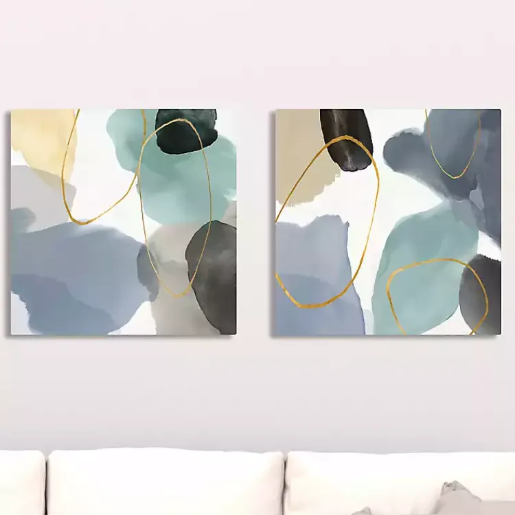 Canvas Art-Kirklands Home Pebbled Harmony Giclee Canvas Art Print, Set of 2 Multi