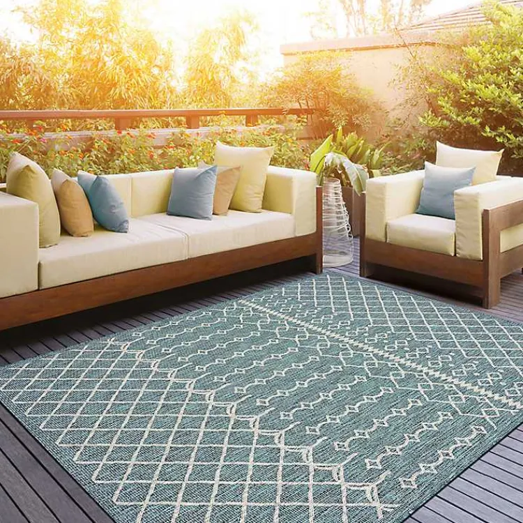 Outdoor Rugs-Kirklands Home Placid Portico Sun Shower Outdoor Area Rug, 5x8