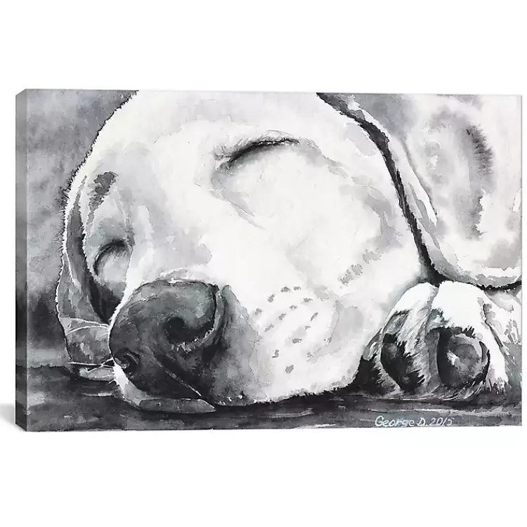 Canvas Art-Kirklands Home Happy Dreams Dog Giclee Canvas Art Print, 26x18 Gray