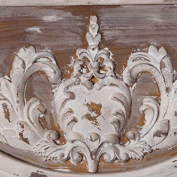 Decorative Mirrors-Kirklands Home Ornate Antique White Wood Wall Mirror