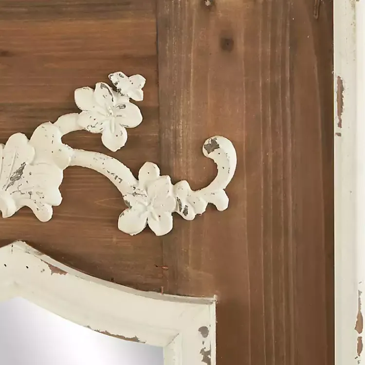 Decorative Mirrors-Kirklands Home Ornate Antique White Wood Wall Mirror