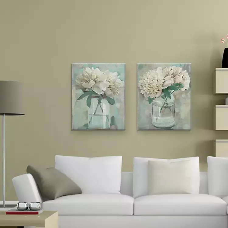 Canvas Art-Kirklands Home Farmhouse Peonies Canvas Art Prints, Set of 2