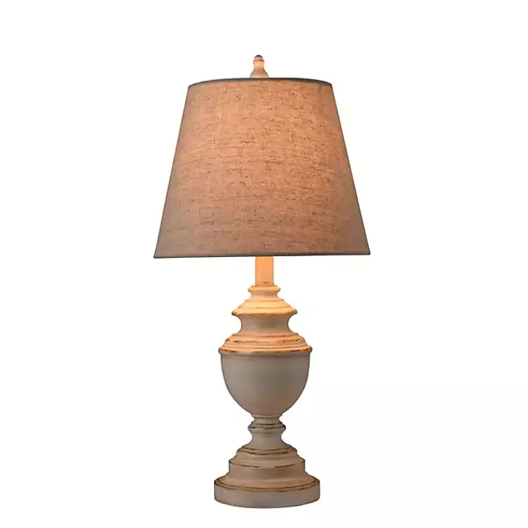 Table Lamps-Kirklands Home Distressed Cream Table Lamp Tan