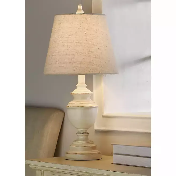 Table Lamps-Kirklands Home Distressed Cream Table Lamp Tan