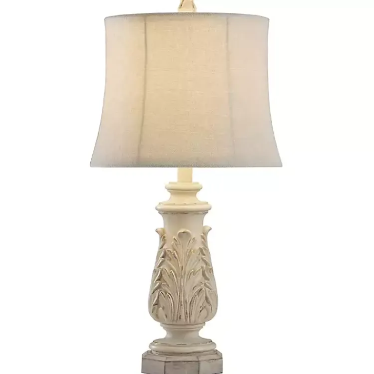 Table Lamps-Kirklands Home Ivory Leaf Scroll Table Lamp White