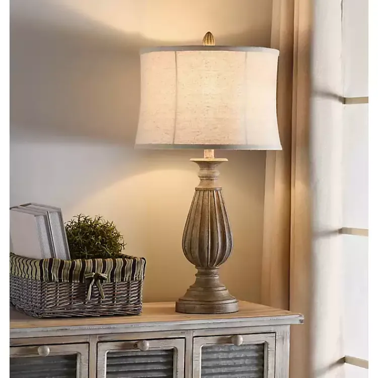 Table Lamps-Kirklands Home Distressed Brown Spindle Table Lamp Tan