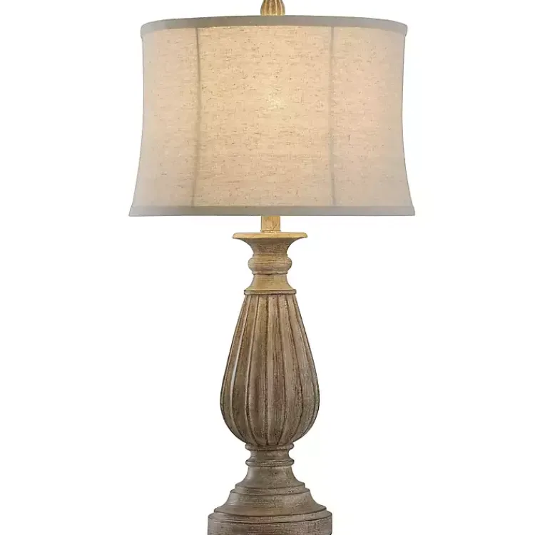 Table Lamps-Kirklands Home Distressed Brown Spindle Table Lamp Tan