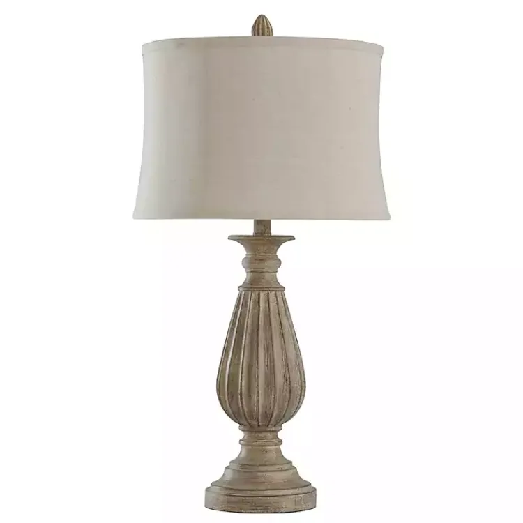 Table Lamps-Kirklands Home Distressed Brown Spindle Table Lamp Tan