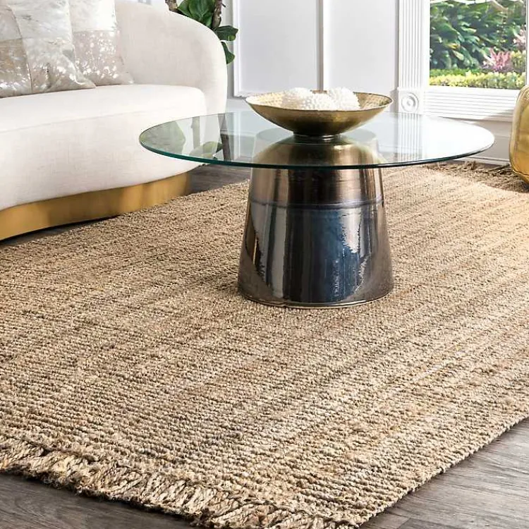 Area Rugs-Kirklands Home Hand Woven Chunky Loop Natural Jute Area Rug, 5x7 Tan