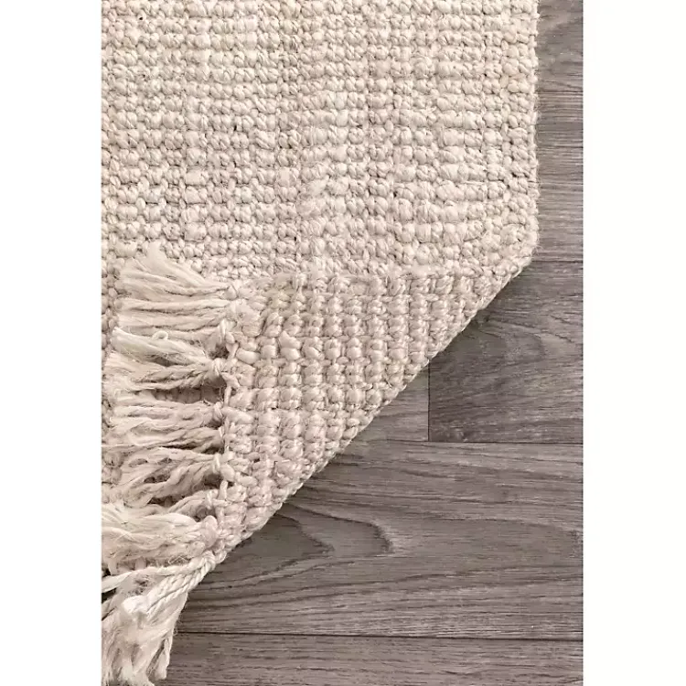 Area Rugs-Kirklands Home Cream Hand Woven Looped Jute Area Rug, 5x7 Ivory