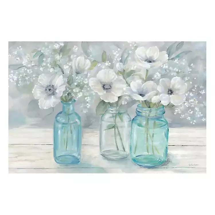 Canvas Art-Kirklands Home Jar Bouquet Landscape Giclee Canvas Art Print Multi