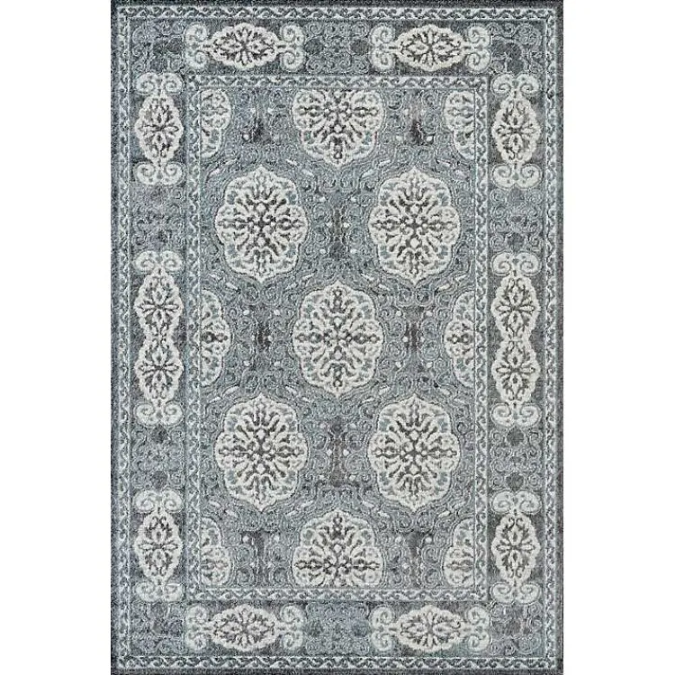 Area Rugs-Kirklands Home Gray and Blue Alex Area Rug, 5x7