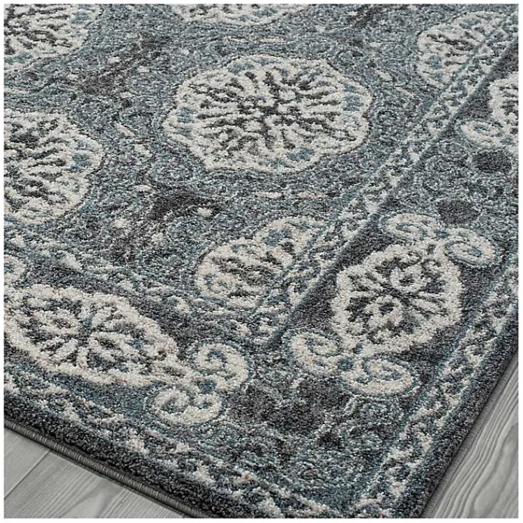 Area Rugs-Kirklands Home Gray and Blue Alex Area Rug, 5x7