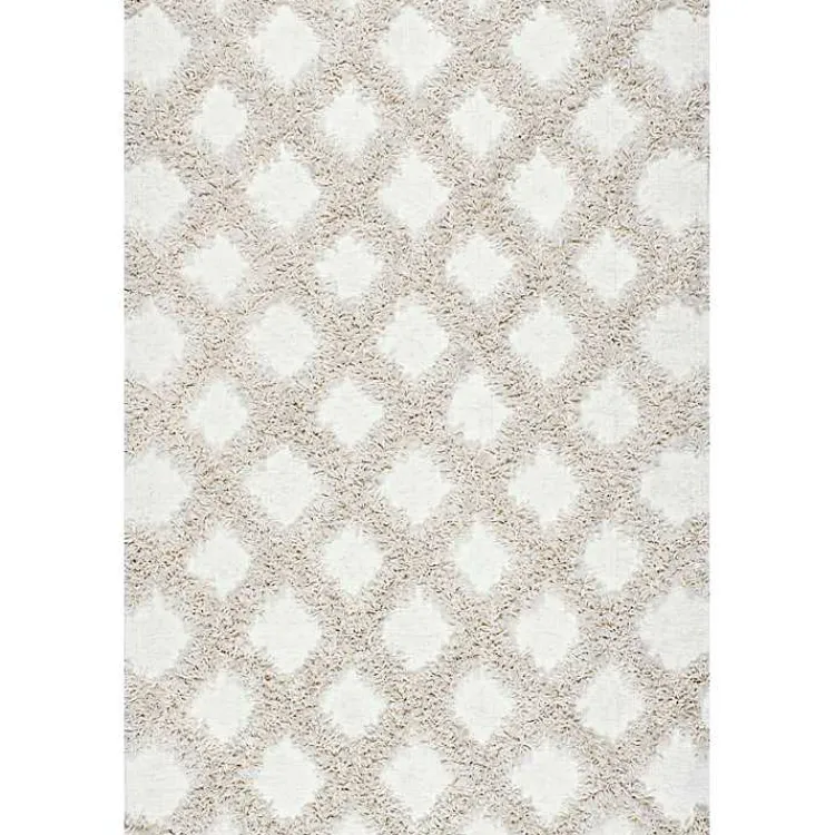 Area Rugs-Kirklands Home Francis Shaggy Diamond Trellis Area Rug, 5x8