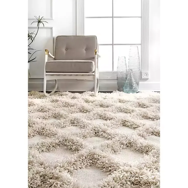 Area Rugs-Kirklands Home Francis Shaggy Diamond Trellis Area Rug, 5x8