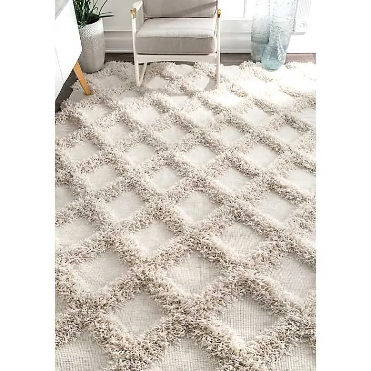 Area Rugs-Kirklands Home Francis Shaggy Diamond Trellis Area Rug, 7x9