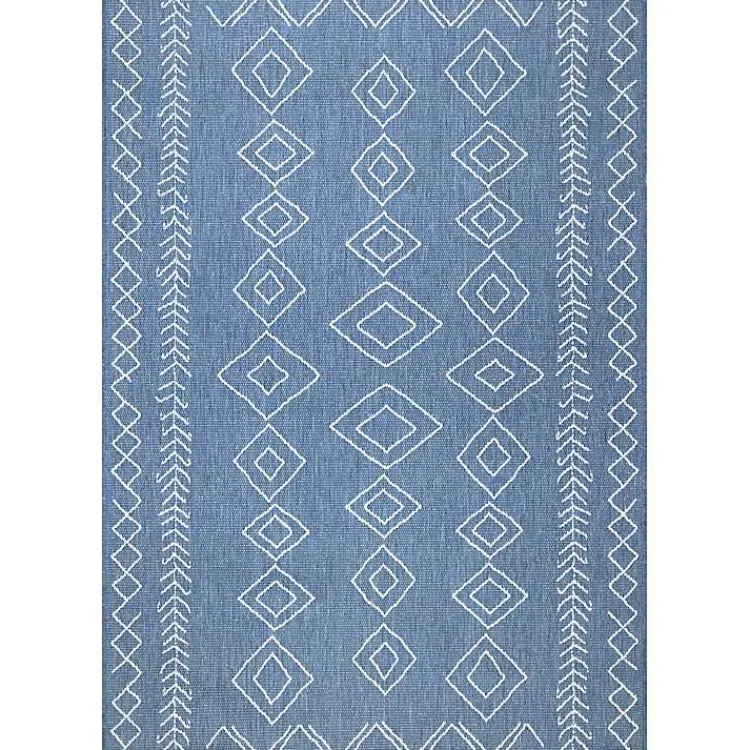 Outdoor Rugs-Kirklands Home Blue Serna Tribal Outdoor Area Rug, 5x8