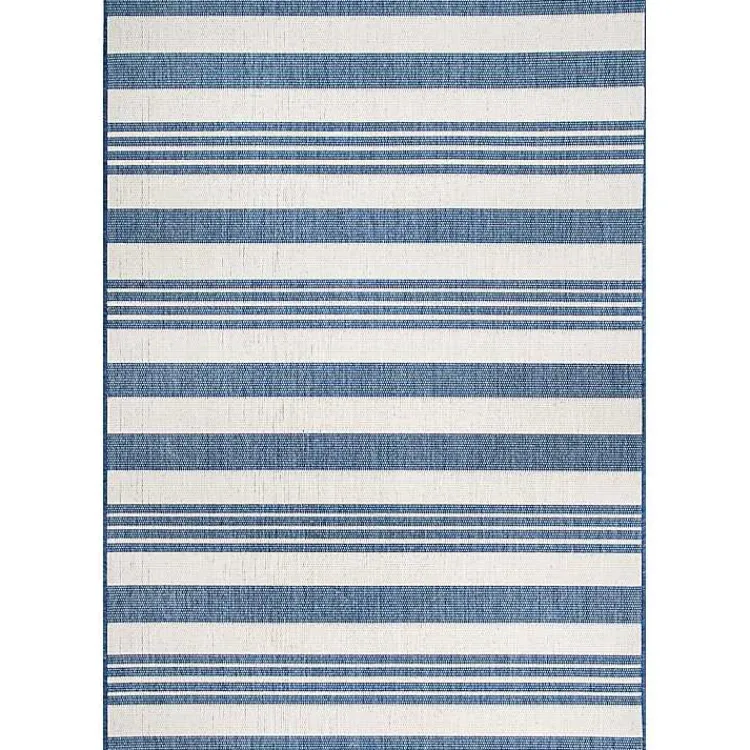 Outdoor Rugs-Kirklands Home Robin Stripe Outdoor Rug, 5x8 Blue