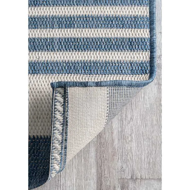 Outdoor Rugs-Kirklands Home Robin Stripe Outdoor Rug, 5x8 Blue