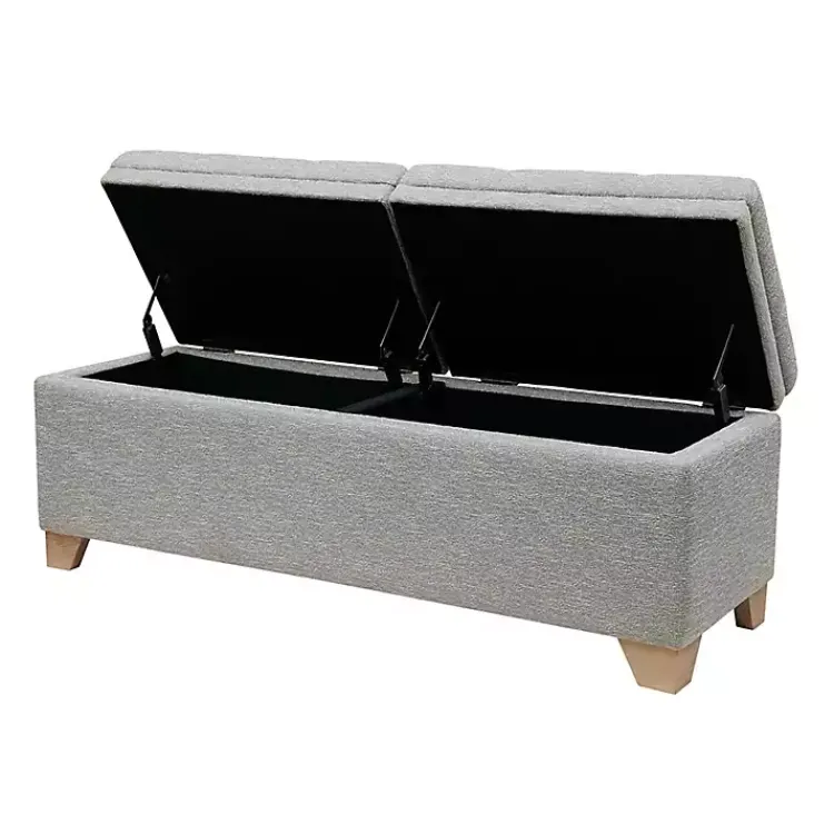 Benches & Ottomans-Kirklands Home Split Seat Jackson Storage Bench Gray