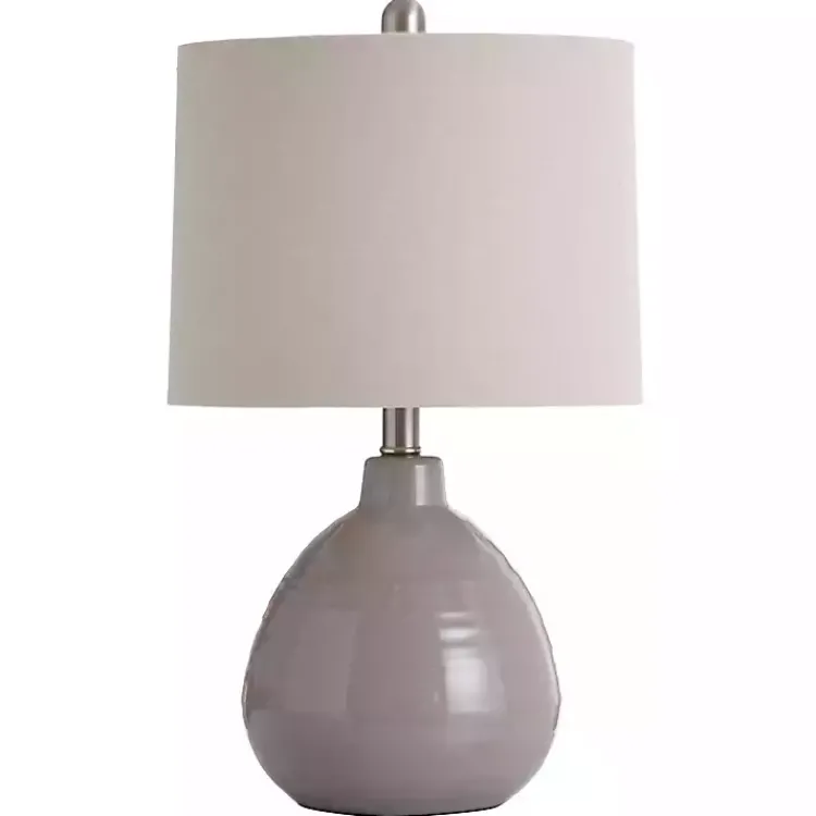 Table Lamps-Kirklands Home Gray Ribbed Ceramic Table Lamp Ivory
