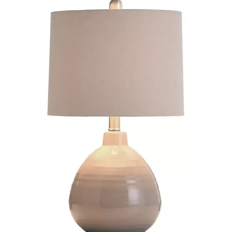 Table Lamps-Kirklands Home Gray Ribbed Ceramic Table Lamp Ivory