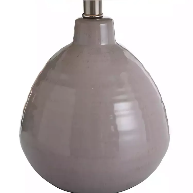 Table Lamps-Kirklands Home Gray Ribbed Ceramic Table Lamp Ivory