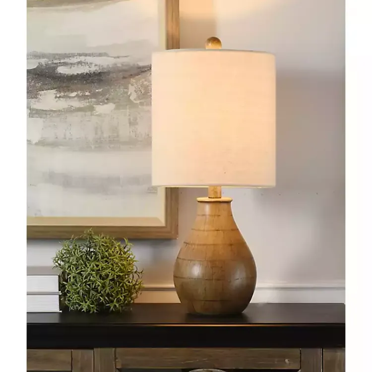 Table Lamps-Kirklands Home Faux Wood Accent Table Lamp White