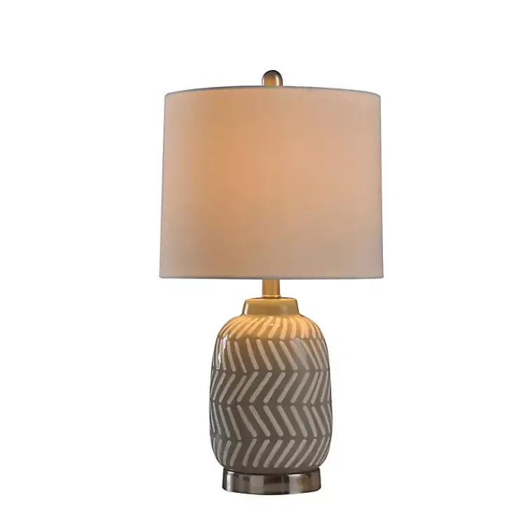 Table Lamps-Kirklands Home Gray and Etched Table Lamp White