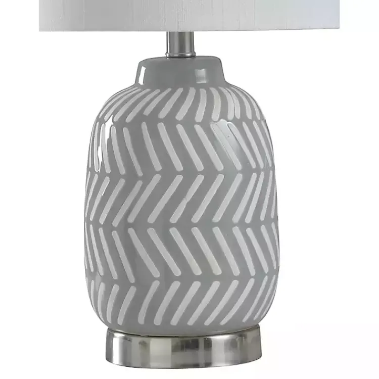 Table Lamps-Kirklands Home Gray and Etched Table Lamp White