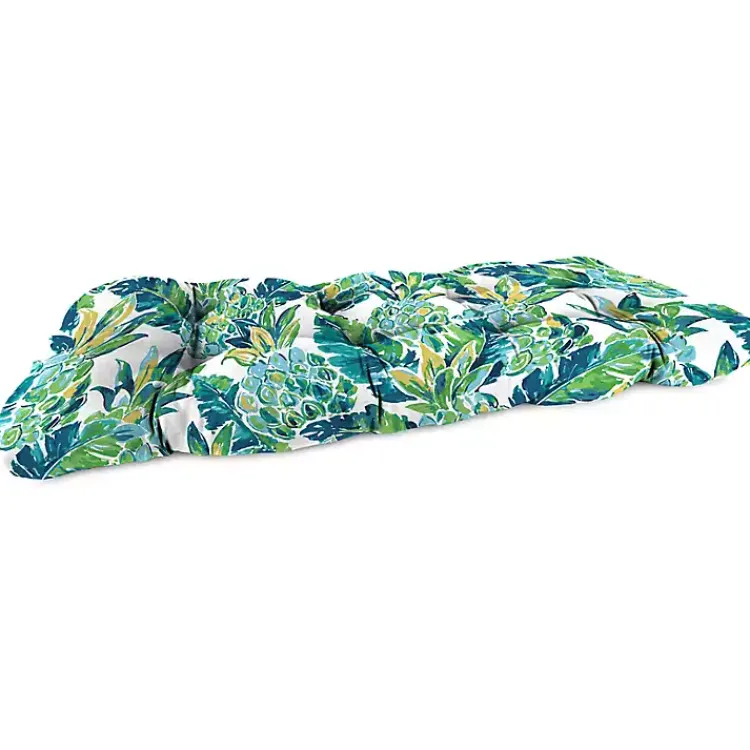 Outdoor Cushions & Pillows-Kirklands Home Opal Vida Wicker Settee Outdoor Cushion Green