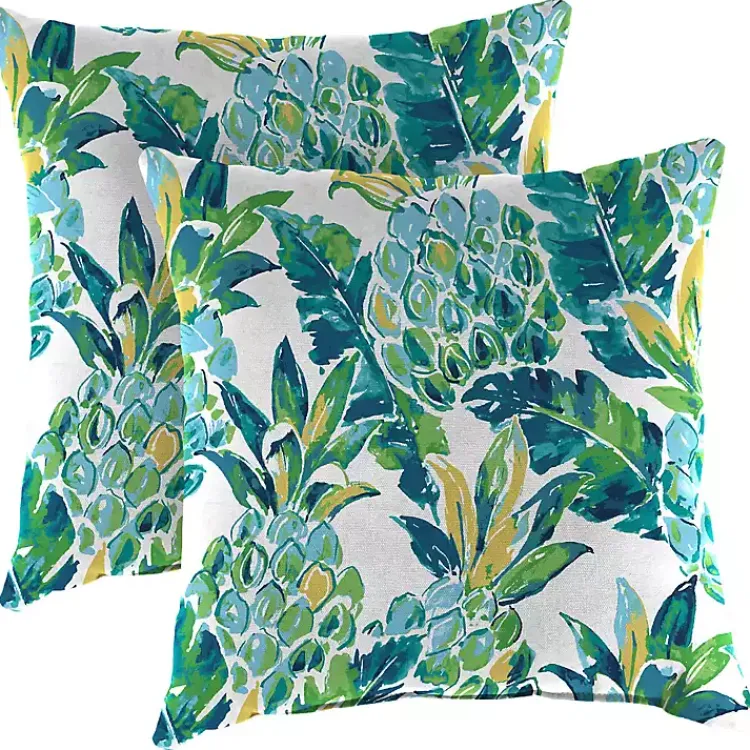 Outdoor Cushions & Pillows-Kirklands Home Opal Vida Outdoor Throw Pillows, Set of 2 Green