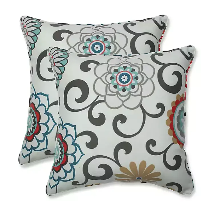 Outdoor Cushions & Pillows-Kirklands Home Peachtini Pom Pom Play Outdoor Pillows, Set of 2