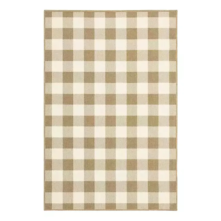 Area Rugs-Kirklands Home Buffalo Check Outdoor Area Rug, 5x7 Tan