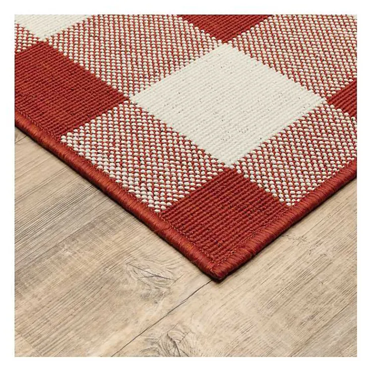 Outdoor Rugs-Kirklands Home Buffalo Check Outdoor Area Rug, 5x7 Red