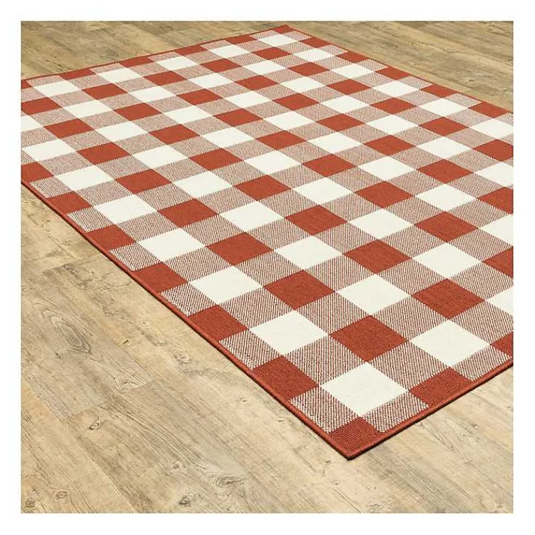 Outdoor Rugs-Kirklands Home Buffalo Check Outdoor Area Rug, 5x7 Red