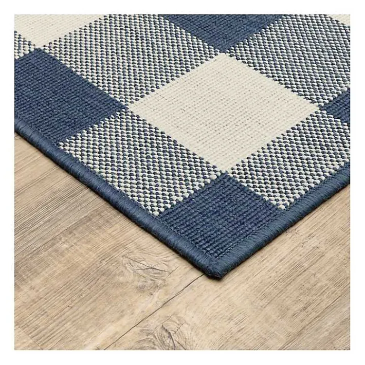 Outdoor Rugs-Kirklands Home Buffalo Check Outdoor Area Rug, 3x5 Blue